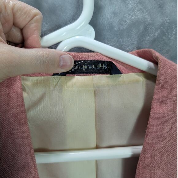 Vintage Burberry Blazer Womens Medium Pure Silk Pink Lined Jacket Preppy READ - Picture 7 of 11